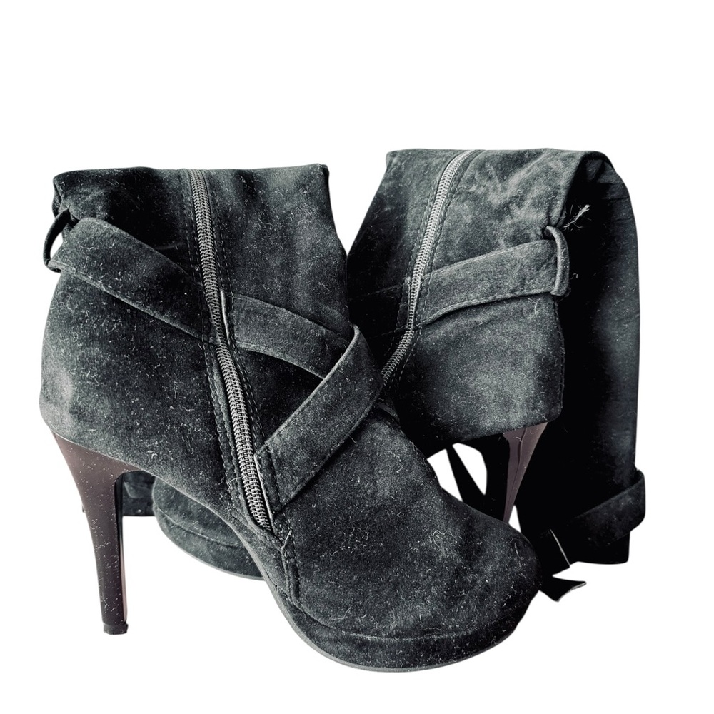 Black Faux Suede Mid-Calf Stiletto Boots Size 41 (US 10)
